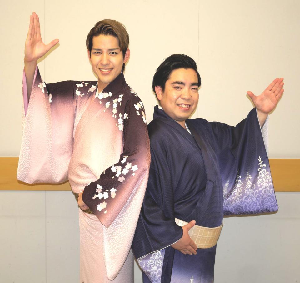 　１１日から主演を務める公演に挑む徳永ゆうき（右）と花園直道