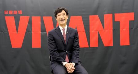 　取材会に参加した堺雅人（撮影・石井剣太郎）