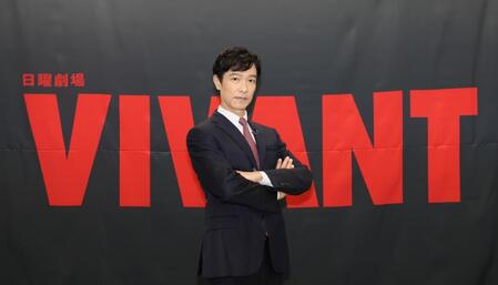 　取材会に参加した堺雅人（撮影・石井剣太郎）