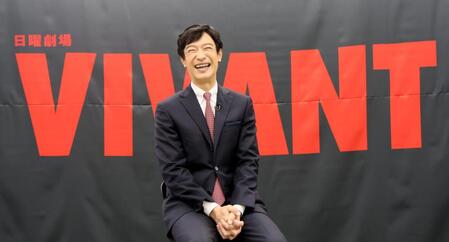 　取材会に参加した堺雅人（撮影・石井剣太郎）