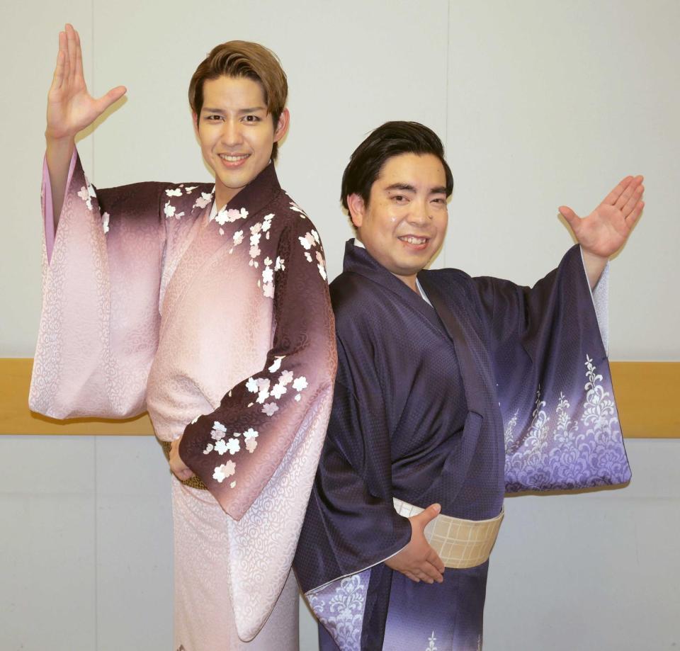 　１１日から主演を務める公演に挑む徳永ゆうき（右）と花園直道