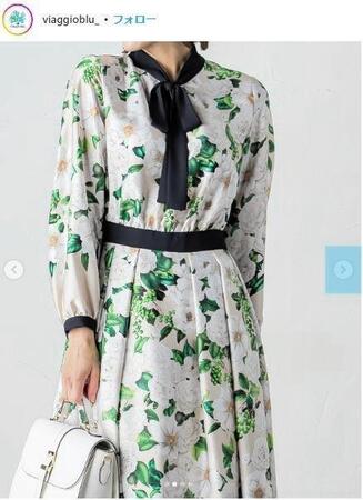 佳子さまが着用して話題となり、再販が決定した「Ｖｉａｇｇｉｏ　Ｂｌｕ」のワンピース（Ｖｉａｇｇｉｏ　Ｂｌｕの公式インスタグラム＠ｖｉａｇｇｉｏｂｌｕ＿より）