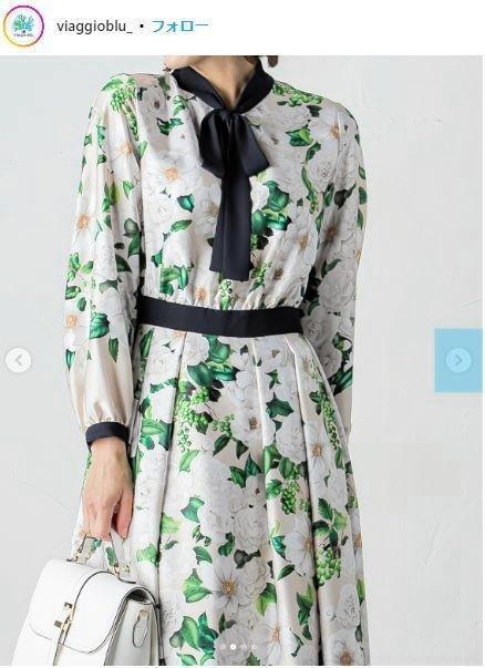 佳子さまが着用して話題となり、再販が決定した「Ｖｉａｇｇｉｏ　Ｂｌｕ」のワンピース（Ｖｉａｇｇｉｏ　Ｂｌｕの公式インスタグラム＠ｖｉａｇｇｉｏｂｌｕ＿より）