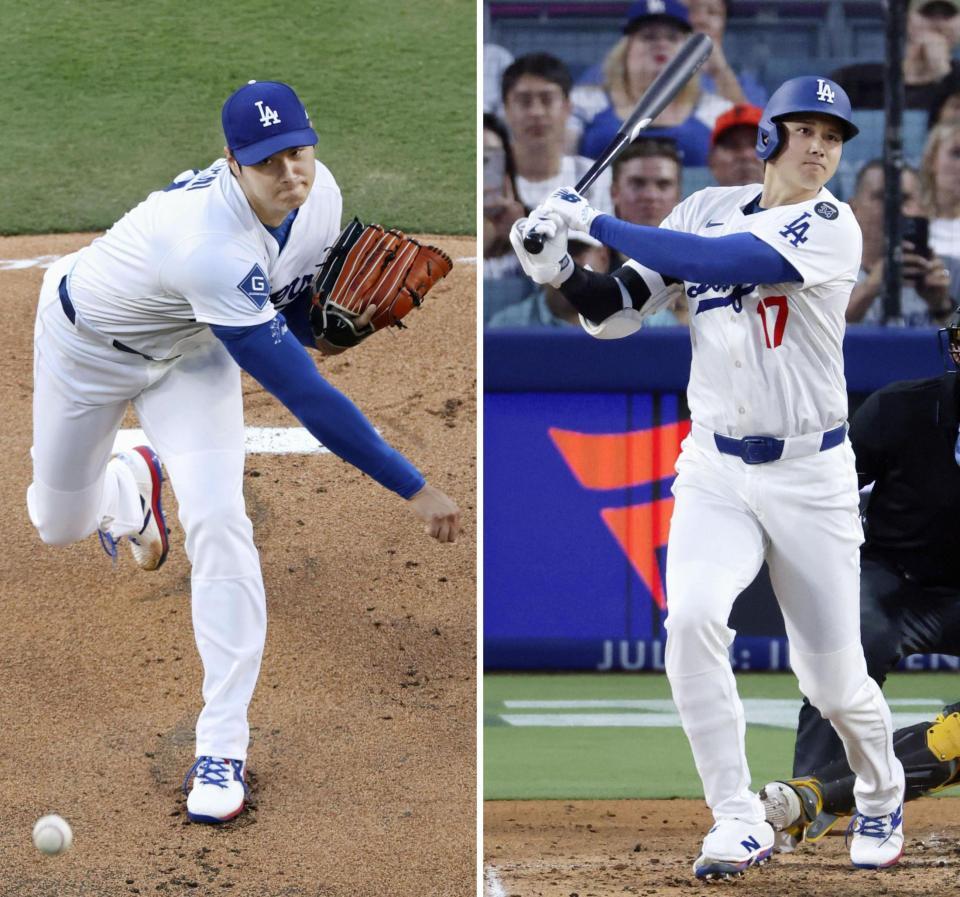 　パドレス戦に「１番・投手兼指名打者」で出場した大谷（共同）