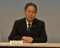 　会見したカンテレ・尾谷牧夫新会長