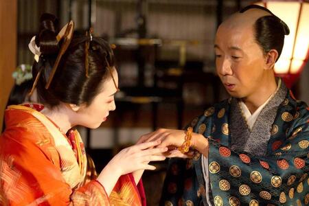 　福原遥（左）と共演するひょうろく（ＮＨＫ「べらぼう～蔦重栄華乃夢噺～」より）