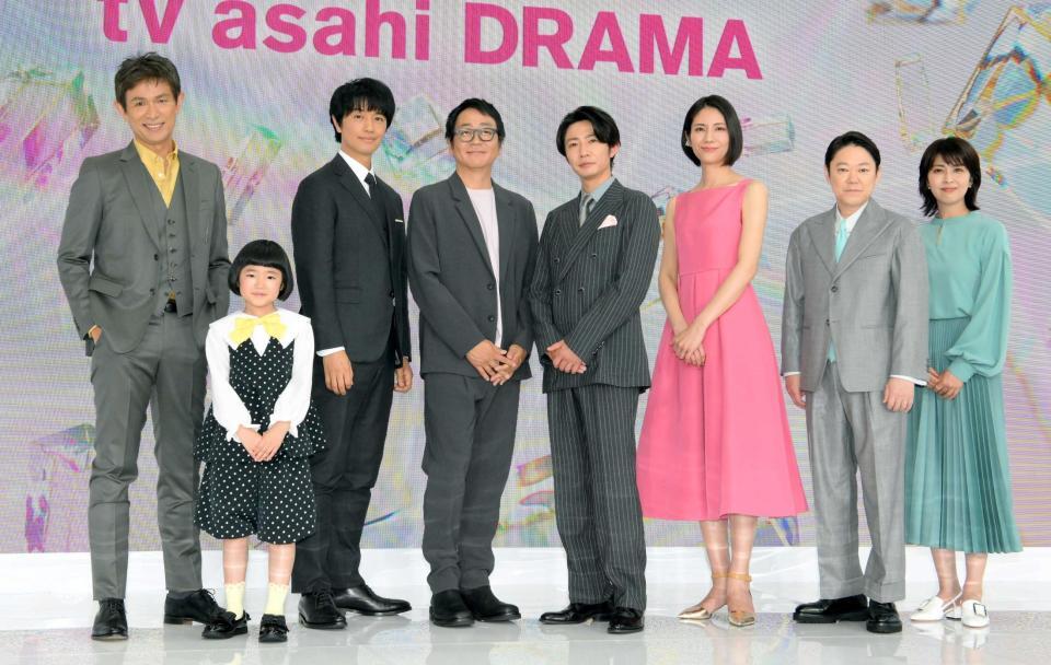 　「ｔｖ　ａｓａｈｉ　ＤＲＡＭＡ　ＦＥＳ　２０２５　Ｓｕｍｍｅｒ」に登場した（左から）江口洋介、永尾柚乃、斎藤工、大森南朋、相葉雅紀、松下奈緒、阿部サダヲ、松たか子（撮影・伊藤笙子）