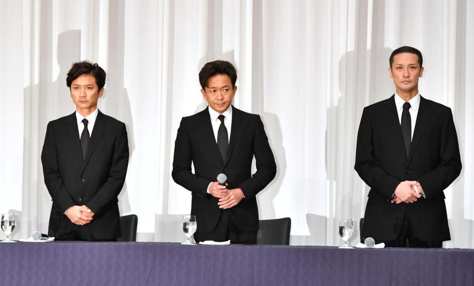 　（左から）国分太一、城島茂、松岡昌宏＝２０１８年５月