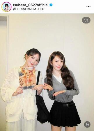ＬＥ　ＳＳＥＲＡＦＩＭの宮脇咲良と笑顔で２Ｓ！本田翼のインスタグラム＠ｔｓｕｂａｓａ＿０６２７ｏｆｆｉｃｉａｌより