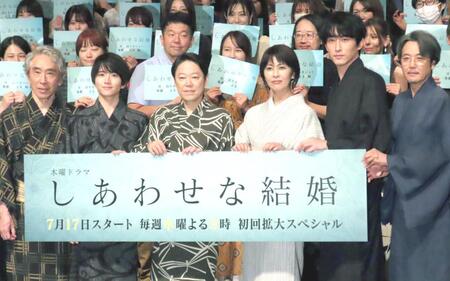 　（左から）段田安則、板垣李光人、阿部サダヲ、松たか子、杉野遥亮、岡部たかし