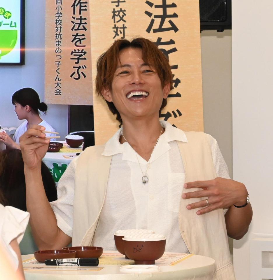 　イベントを満喫する杉浦太陽（撮影・高部洋祐）