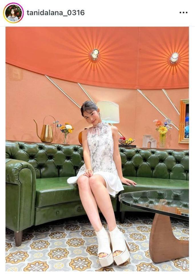 　ノースリーブの花柄ワンピで魅了した放送後の谷田ラナのオフショット。インスタグラム＠ｔａｎｉｄａｌａｎａ＿０３１６より