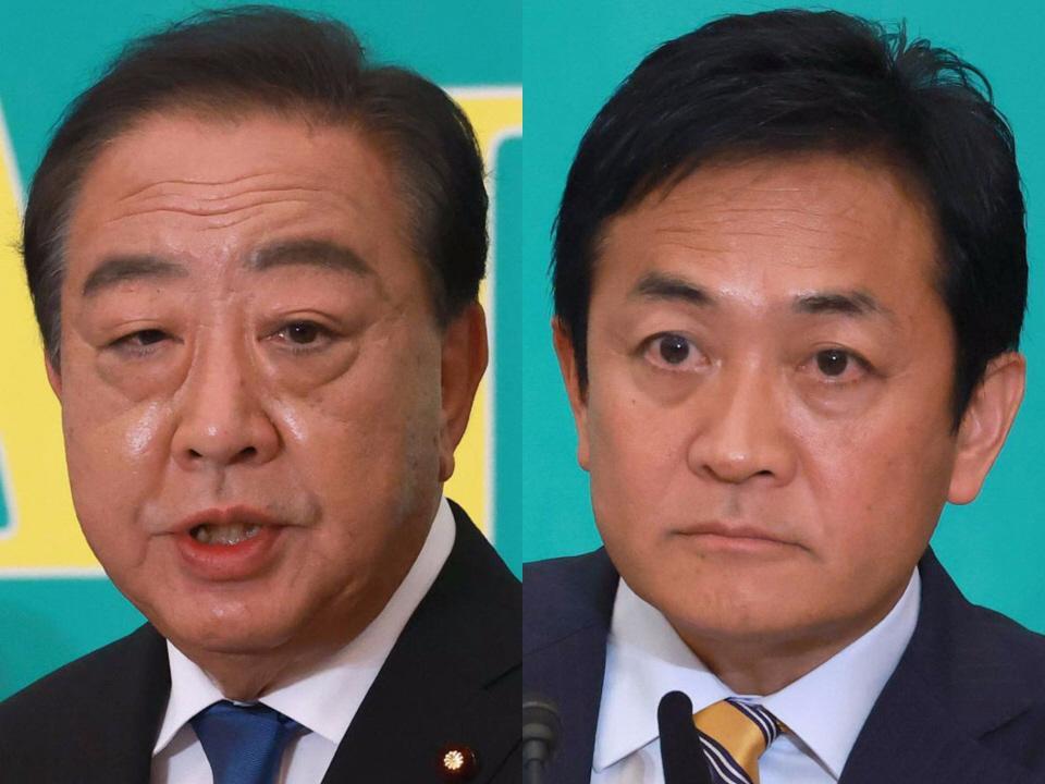 　野田佳彦氏（左）と玉木雄一郎氏