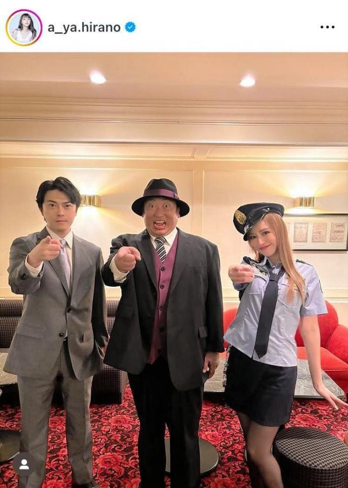 　ドラマ「笑ゥせぇるすまん」でミニスカポリスの受付嬢を演じる平野綾のインスタグラム＠ａ＿ｙａ．ｈｉｒａｎｏより