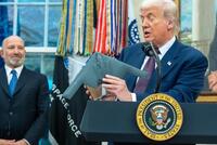 　米ホワイトハウスでの行事に出席するトランプ大統領＝６日（ＡＰ＝共同）