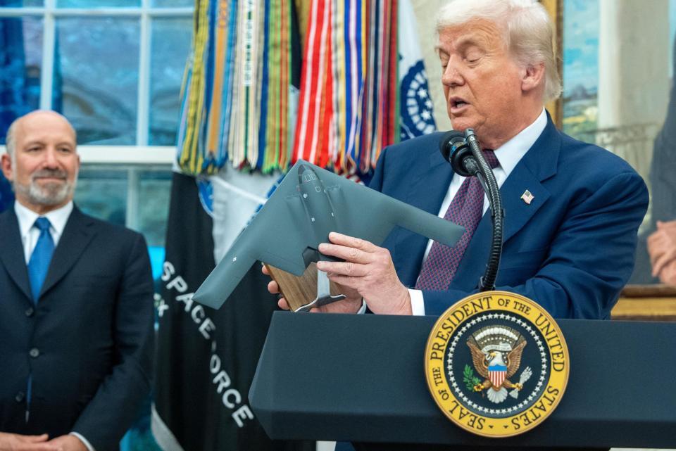 　米ホワイトハウスでの行事に出席するトランプ大統領＝６日（ＡＰ＝共同）