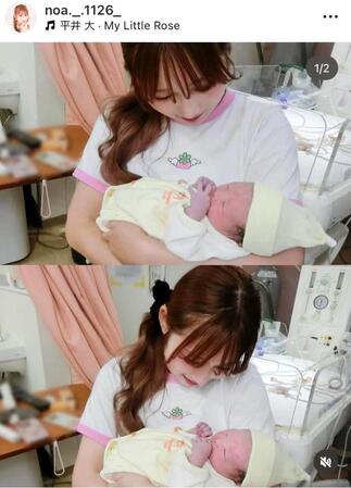 妹を抱っこする辻希美の長女・希空。インスタグラム＠ｎｏａ．＿．１１２６＿より