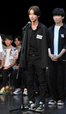 ２０２３年８月、ジュノン・スーパーボーイ・コンテストＢＥＳＴ３０お披露目会見で。富川立夢　