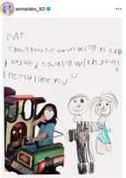 「親切にしてくれてありがとう。大好き」などと記した長女の手紙。石橋杏奈のインスタグラム＠ａｎｎａｉｓｂｓ＿９２より