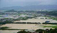 　大雨により冠水した熊本県玉名市内