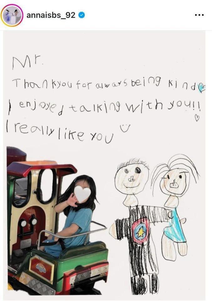 「親切にしてくれてありがとう。大好き」などと記した長女の手紙。石橋杏奈のインスタグラム＠ａｎｎａｉｓｂｓ＿９２より