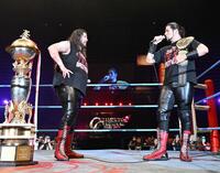 　対戦が決まった斉藤レイ（左）と斉藤ジュン＝２０２５年５月