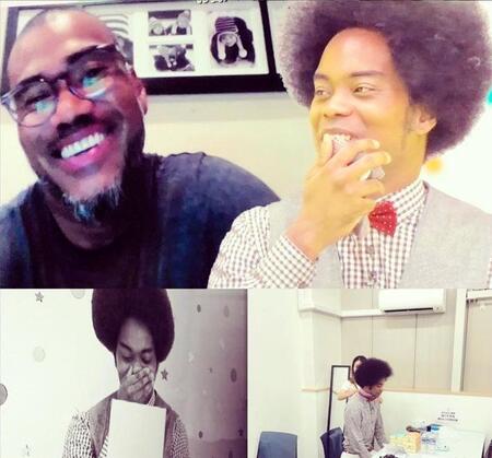 高橋マイケルさん（画面左上）とＴＶで異母兄弟と判明した副島淳。２０年６月２９日付のインスタグラム＠ｓｏｅｊｉｍａｊｕｎ より