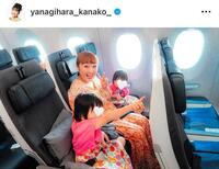 手前が長女。８月１２日付の柳原可奈子のインスタグラム＠ｙａｎａｇｉｈａｒａ＿ｋａｎａｋｏ＿より 