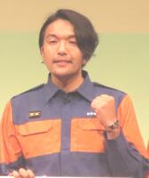 　消防団入団促進イベントに出席した見取り図・盛山晋太郎