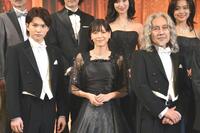 　ミュージカル「のだめカンタービレ」シンフォニックコンサート！制作発表会見に登場した（左から）三浦宏規、上野樹里、竹中直人