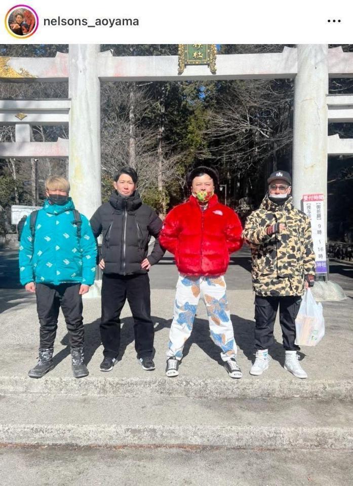 　一緒にパワースポット・三峯神社を訪れる２人。青山フォール勝ちのインスタグラム＠ｎｅｌｓｏｎｓ＿ａｏｙａｍａより