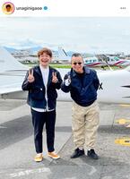 　セスナ前で大物師匠とパシャリ！鰻のインスタグラム＠ｕｎａｇｉｎｉｇａｏｅより