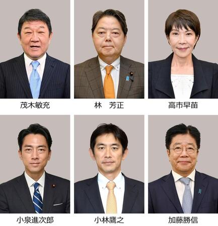 　茂木敏充氏、林芳正氏、高市早苗氏、小泉進次郎氏、小林鷹之氏、加藤勝信氏