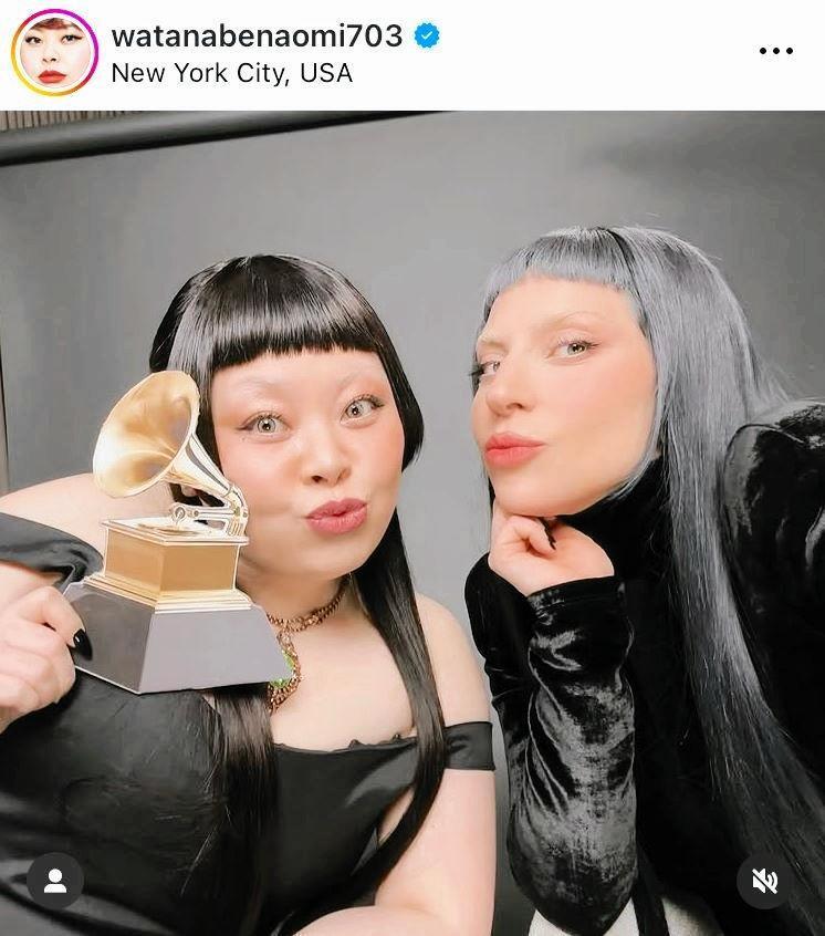 　レディー・ガガと。渡辺直美のインスタグラム＠ｗａｔａｎａｂｅｎａｏｍｉ７０３（３月１７日付）より 