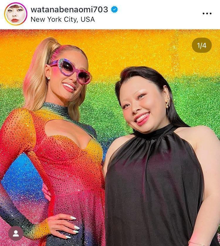 　パリス・ヒルトンと。渡辺直美のインスタグラム＠ｗａｔａｎａｂｅｎａｏｍｉ７０３（２４年６月１４日付）より 