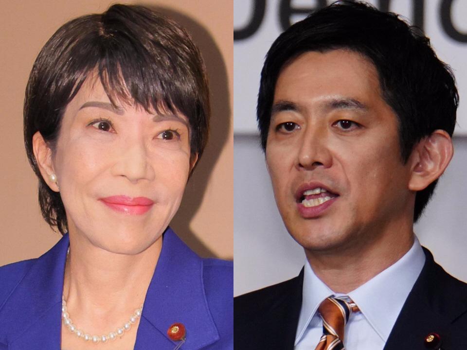 　高市早苗氏（左）と小林鷹之氏