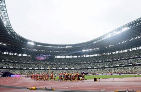 　世界陸上が行われている国立競技場＝１３日