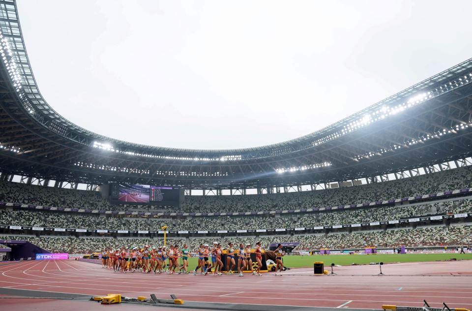 　世界陸上が行われている国立競技場＝１３日