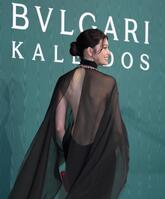 　ブルガリの展覧会に登場した森星（撮影・伊藤笙子）