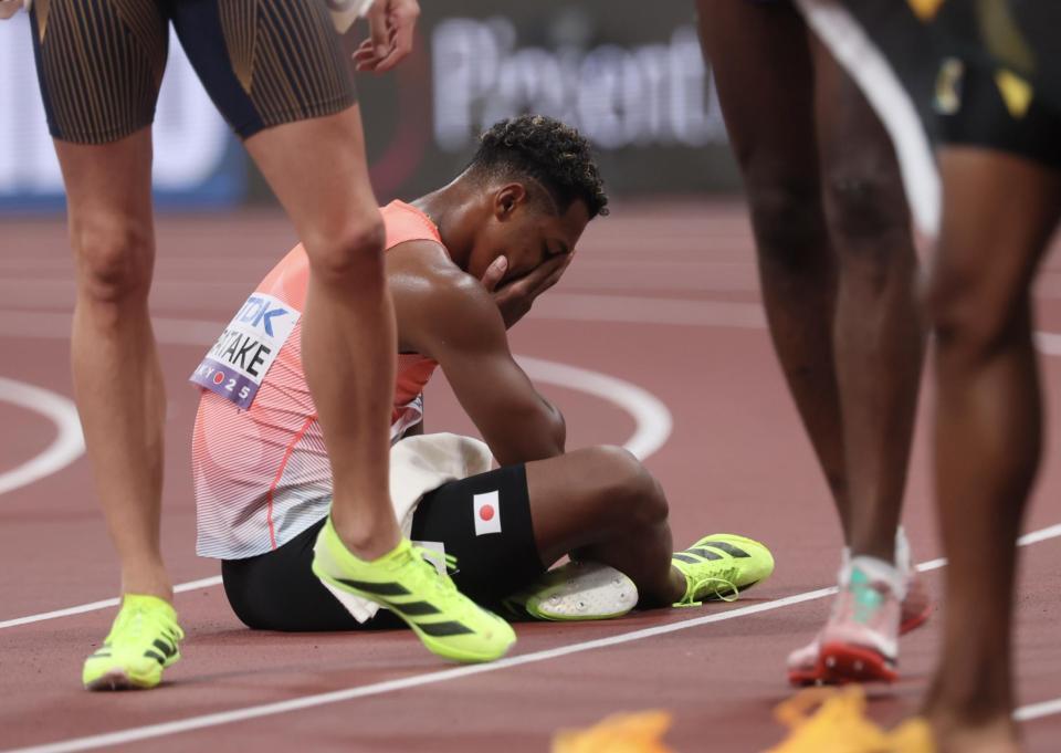 　男子１１０メートル障害でメダルを逃した村竹ラシッド＝１６日