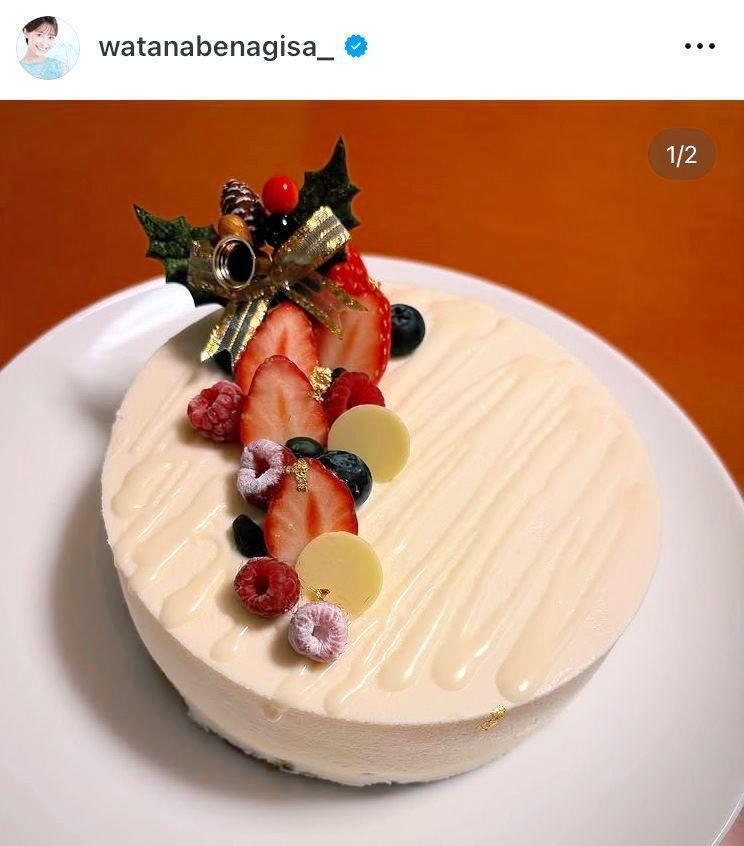 ラズベリームースのケーキ。渡邊渚のインスタグラム＠ｗａｔａｎａｂｅｎａｇｉｓａ＿（９月２２日付）より 
