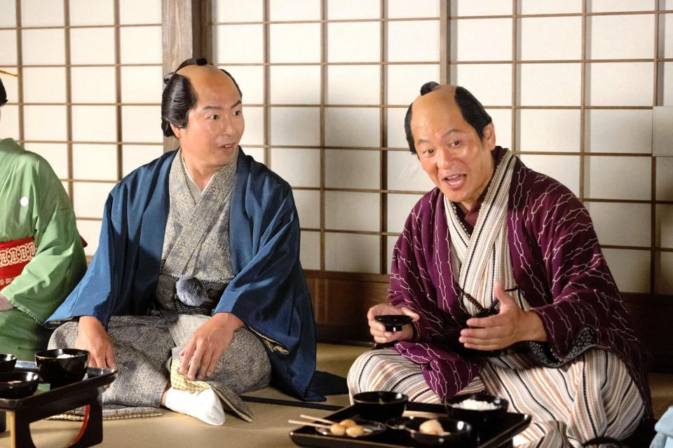 　ちらり映ったＵ字工事。ＮＨＫ大河ドラマ「べらぼう～蔦重栄華乃夢噺～」より