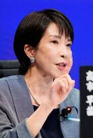 　自民党総裁選の討論イベントに出演し、発言する高市前経済安保相