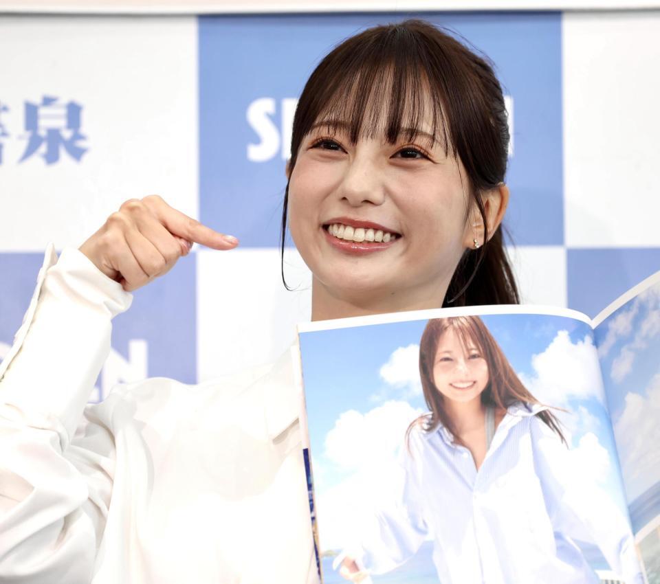 　笑顔を見せる林祐衣（撮影・吉澤敬太）