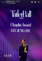 「チャップリン賞」の公式インスタグラム＠ｃｈａｐｌｉｎａｗａｒｄｓより　イ・ジョンジェは「アジア部門」で韓国人俳優初の受賞者となった
