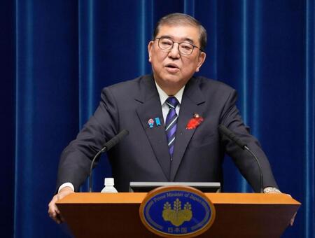 　戦後８０年に合わせ、「内閣総理大臣所感」を発表する石破首相
