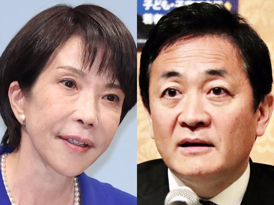 　高市早苗氏（左）と玉木雄一郎氏