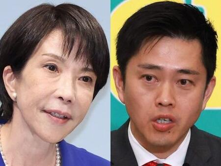 　（左から）自民・高市早苗総裁、維新・吉村洋文代表