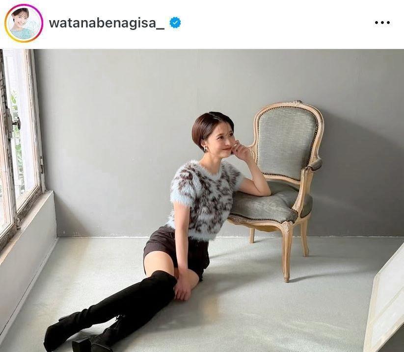 　脚長～い！！オフショットを投稿。渡邊渚のインスタグラム＠ｗａｔａｎａｂｅｎａｇｉｓａ＿より 