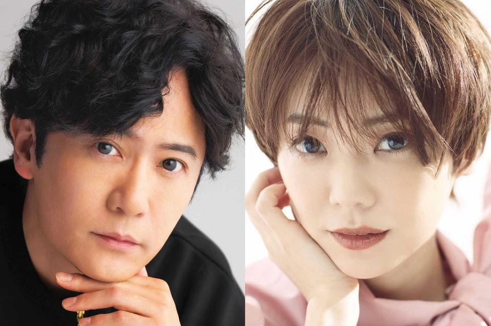 　舞台「プレゼント・ラフター」に出演する稲垣吾郎（左）と倉科カナ